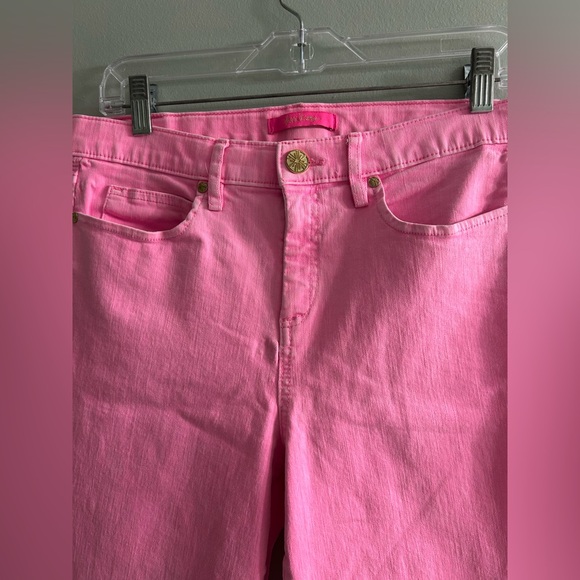 Lilly Pulitzer pink ankle slit jeans skinny pants - Picture 2 of 8